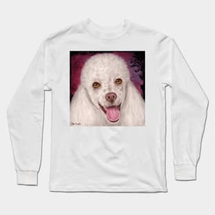 Painting of a White Mini Poodle Smiling Long Sleeve T-Shirt